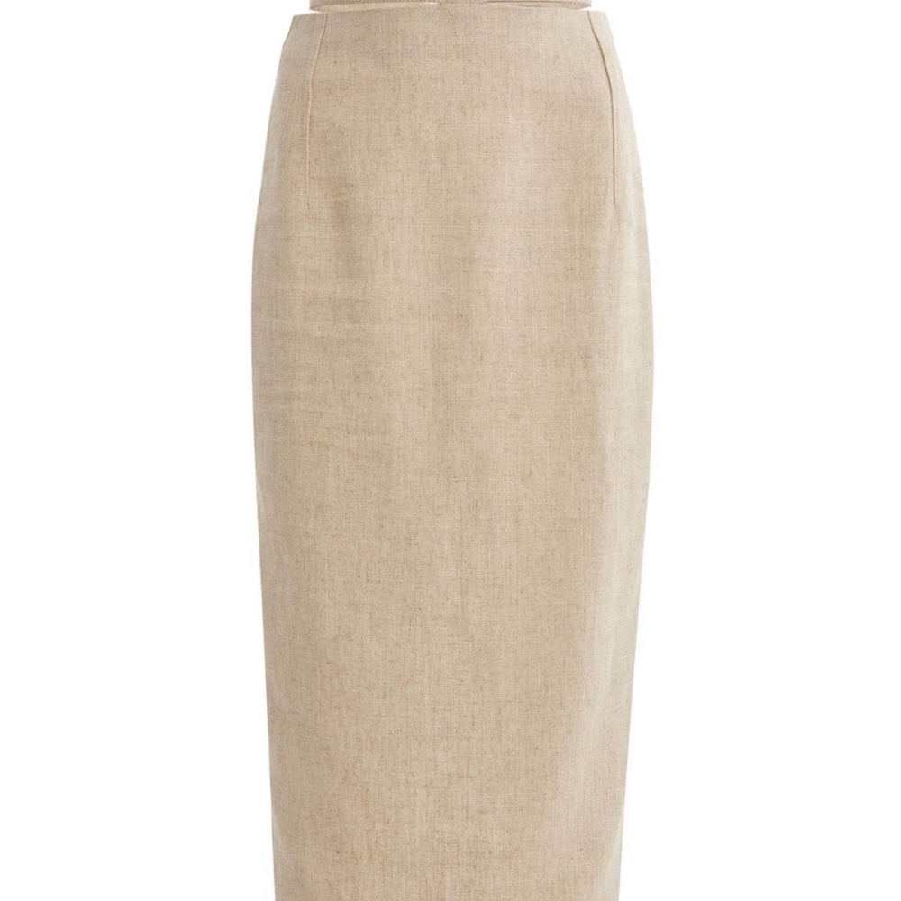 Jacquemus La Jupe Valerie Sand pencil linen midi skirt - Picture 5 of 9